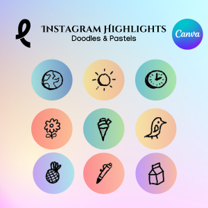 Doodles & Pastels - 100 Instagram Highlight Covers – Canva Template